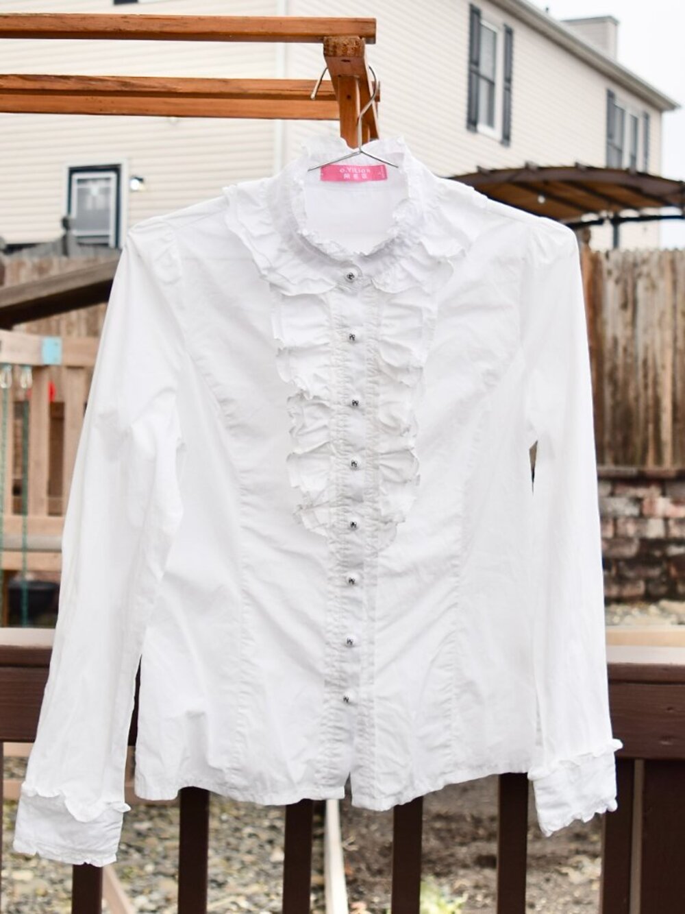 【SOLD】White Ruffle Long Sleeve Blouse - a. YiLian 阿依莲 Lolita Style